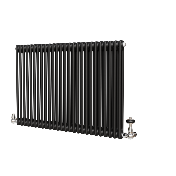 Reggio Midnight Black Horizontal Double Column Radiator 800x1190mm 5361 BTU - Cast Iron Style