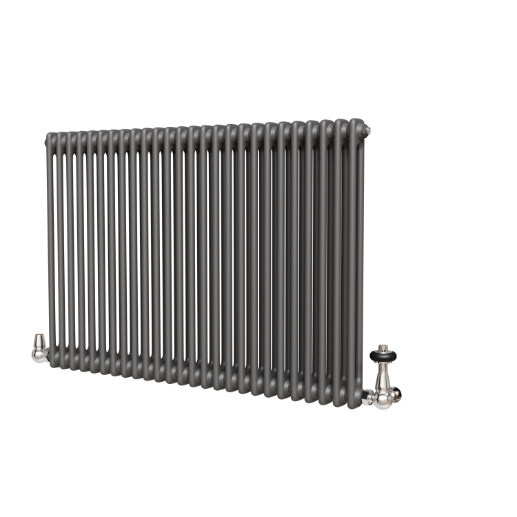 Reggio Anthracite Horizontal Double Column Radiator 800x1190mm 5361 BTU - Cast Iron Style