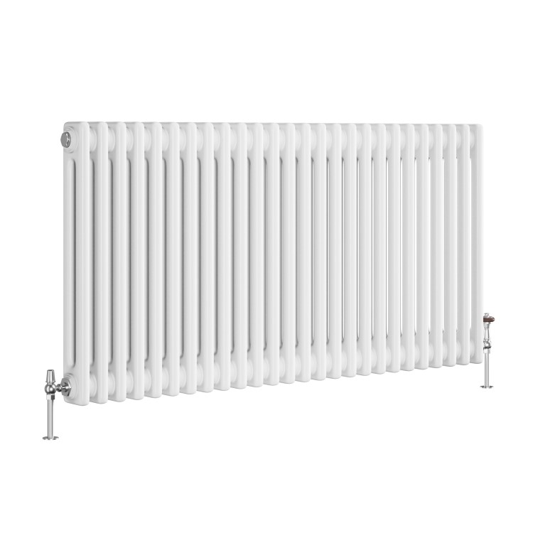 GRADE A1 - Reggio White Horizontal Double Column Traditional Radiator 600x1190mm 4091 BTU - Cast Iron Style