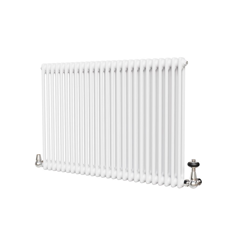 Reggio White Horizontal Double Column Radiator 800x1190mm 5361 BTU - Cast Iron Style