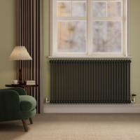 Reggio Midnight Black Horizontal Double Column Radiator 800x1460mm 6598 BTU - Cast Iron Style