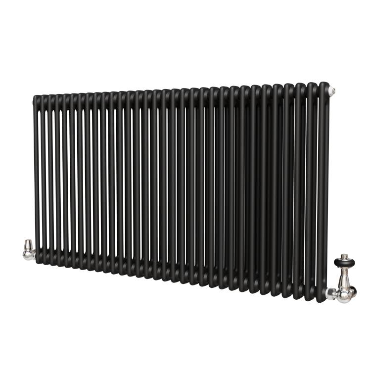Reggio Midnight Black Horizontal Double Column Radiator 800x1460mm 6598 BTU - Cast Iron Style
