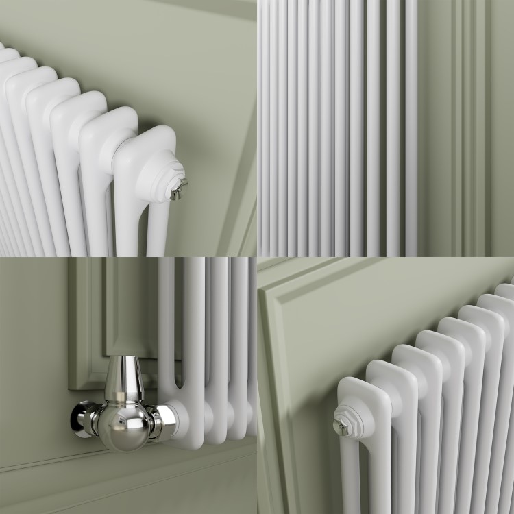 Reggio White Horizontal Double Column Radiator 800x1460mm 6598 BTU - Cast Iron Style