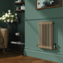 Reggio Beige grey Horizontal Double Column Traditional Radiator 600x425mm 1416 BTU - Cast Iron Style