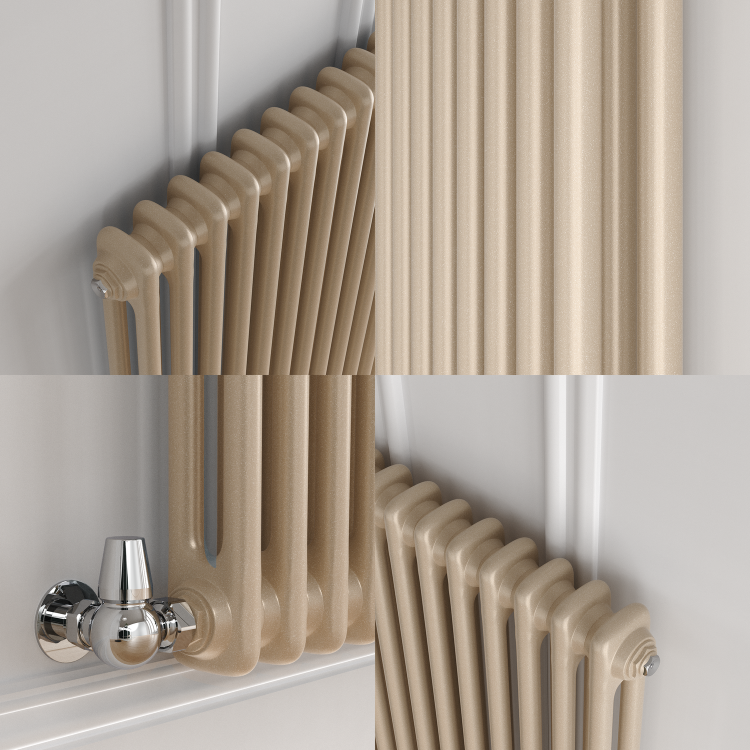 Reggio Cleopatra Horizontal Double Column Traditional Radiator 600x425mm 1416 BTU - Cast Iron Style