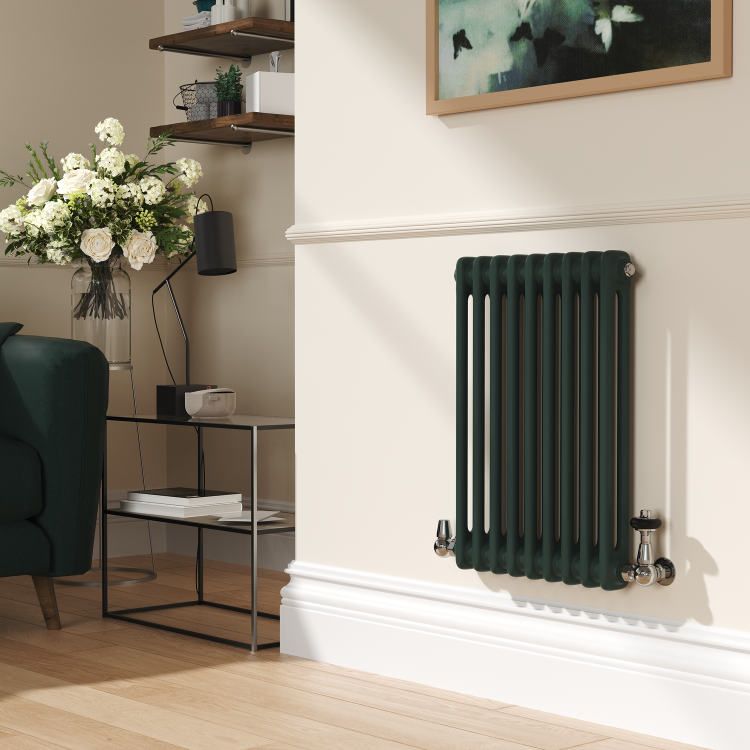 Reggio Evergreen Horizontal Double Column Traditional Radiator 600x425mm 1416 BTU - Cast Iron Style
