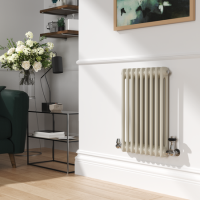 Reggio Linen Horizontal Double Column Traditional Radiator 600x425mm 1416 BTU - Cast Iron Style