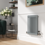 Reggio Salt & Pepper Horizontal Double Column Traditional Radiator 600x425mm 1416 BTU - Cast Iron Style