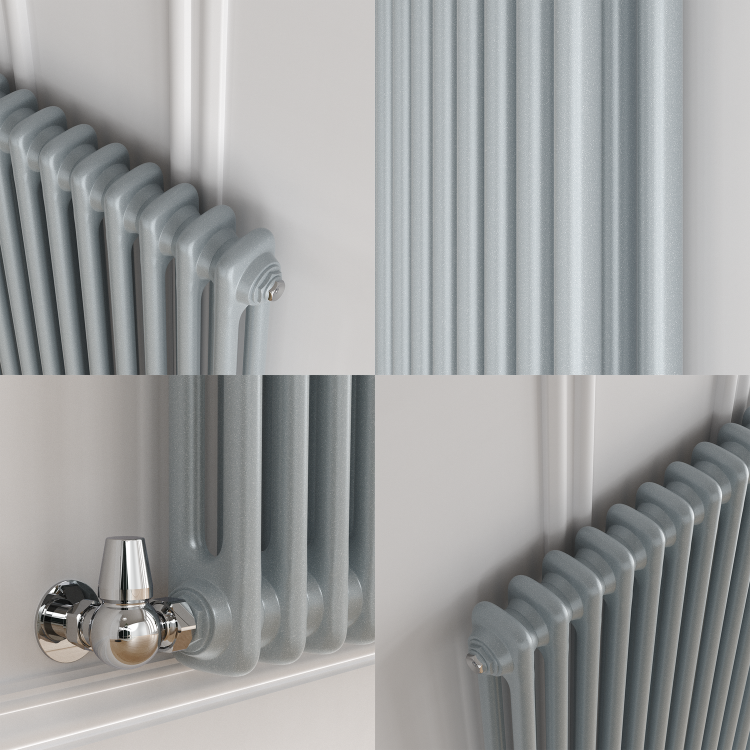 Reggio Salt & Pepper Horizontal Double Column Traditional Radiator 600x425mm 1416 BTU - Cast Iron Style