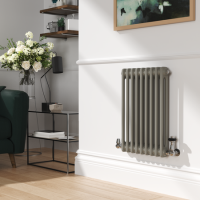 Reggio Smoked Stone Horizontal Double Column Traditional Radiator 600x425mm 1416 BTU - Cast Iron Style