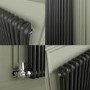 Reggio Anthracite Horizontal Double Column Radiator 800x425mm 1855 BTU - Cast Iron Style