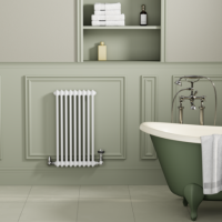 Reggio White Horizontal Double Column Radiator 800x425mm 1855 BTU - Cast Iron Style