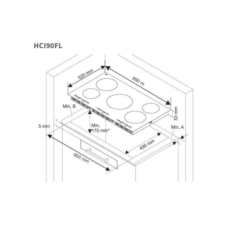 NordMende HCI90FL 90cm 5 Zone Induction Hob