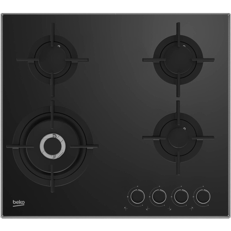 Beko 60cm 4 Burner Gas on Glass Hob - Black