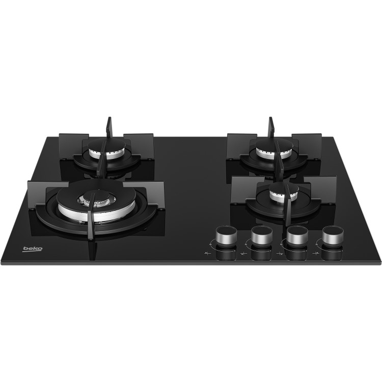 Beko 60cm 4 Burner Gas on Glass Hob - Black