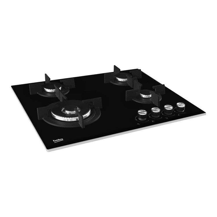 Beko 60cm 4 Burner Gas on Glass Hob - Black