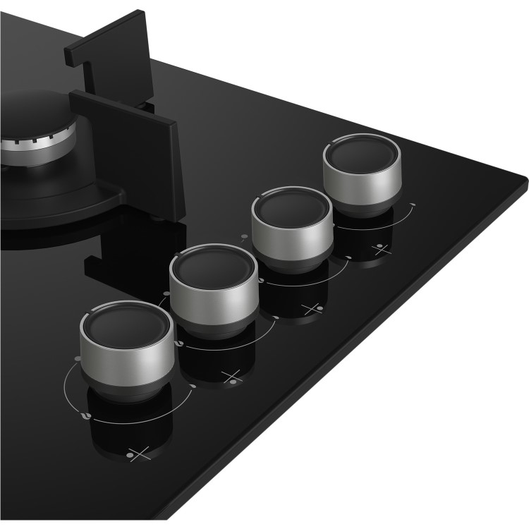 Beko 60cm 4 Burner Gas on Glass Hob - Black