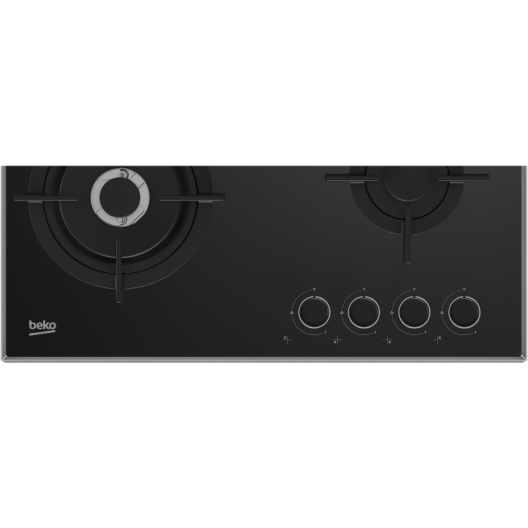 Beko 60cm 4 Burner Gas on Glass Hob - Black