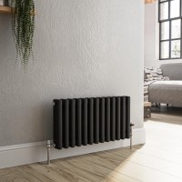 Reggio Midnight Black Horizontal Triple Column Traditional Radiator 300x605mm 1341 BTU - Cast Iron Style Reggio Midnight Black Horizontal Triple Column Traditional Radiator 300x605mm 1341 BTU - Cast Iron Style