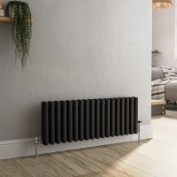 Reggio Midnight Black Horizontal Triple Column Traditional Radiator 300x830mm 1857 BTU - Cast Iron Style Reggio Midnight Black Horizontal Triple Column Traditional Radiator 300x830mm 1857 BTU - Cast Iron Style
