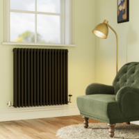 Reggio Midnight Black Horizontal Triple Column Radiator 800x830mm 2411 BTU - Cast Iron Style