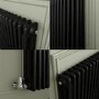Reggio Midnight Black Horizontal Triple Column Radiator 800x830mm 2411 BTU - Cast Iron Style