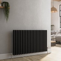 GRADE A1 - Reggio Midnight Black Horizontal Triple Column Traditional Radiator 600x1010mm 4377 BTU - Cast Iron Style