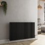 GRADE A1 - Reggio Midnight Black Horizontal Triple Column Traditional Radiator 600x1010mm 4377 BTU - Cast Iron Style