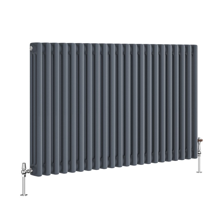 GRADE A1 - Reggio Anthracite Horizontal Triple Column Traditional Radiator 600x1010mm 4377 BTU - Cast Iron Style