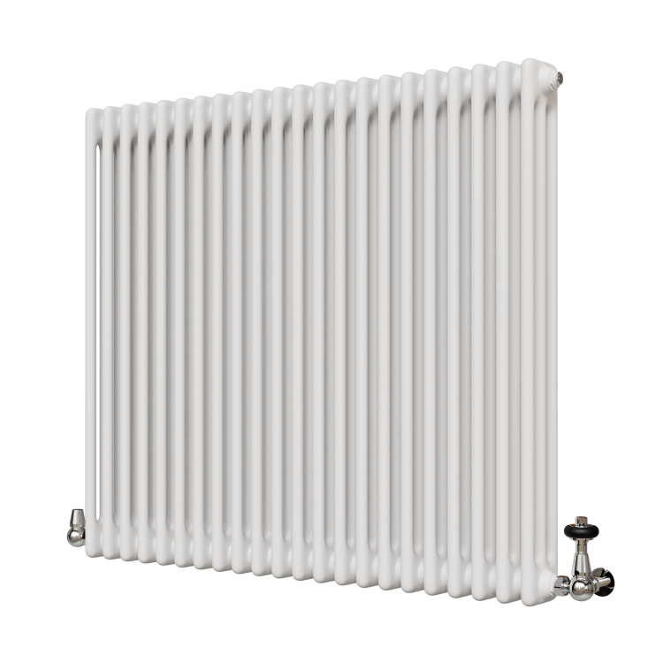 Reggio White Horizontal Triple Column Traditional Radiator 800x1010mm 4377 BTU - Cast Iron Style