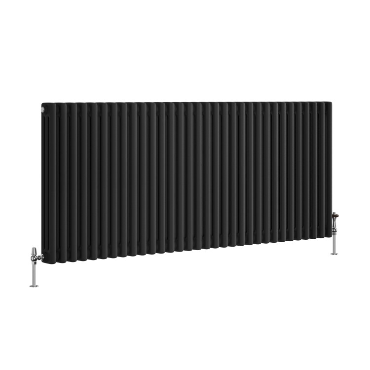 GRADE A1 - Reggio Midnight Black Horizontal Triple Column Traditional Radiator 600x1460mm 6367 BTU - Cast Iron Style