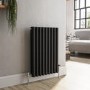 GRADE A1 - Reggio Midnight Black Horizontal Triple Column Traditional Radiator 600x425mm 1790 BTU - Cast Iron Style
