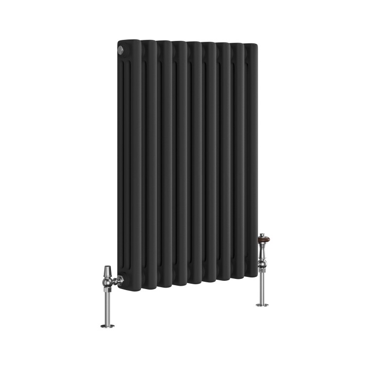 GRADE A1 - Reggio Midnight Black Horizontal Triple Column Traditional Radiator 600x425mm 1790 BTU - Cast Iron Style