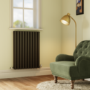 Sorrento Midnight Black Horizontal Oval Designer Radiator 800x590mm Double Panel 3045 BTU