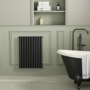Sorrento Midnight Black Horizontal Oval Designer Radiator 800x590mm Double Panel 3045 BTU