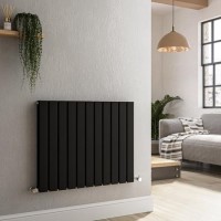 Riace Midnight Black Horizontal Flat Designer Radiator 600x748mm Double Panel 2827 BTU Riace Midnight Black Horizontal Flat Designer Radiator 600x748mm Double Panel 2827 BTU