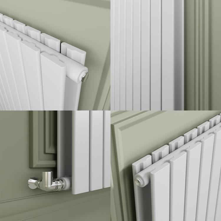 Riace White Horizontal Flat Designer Radiator 800x748mm Double Panel 2827 BTU