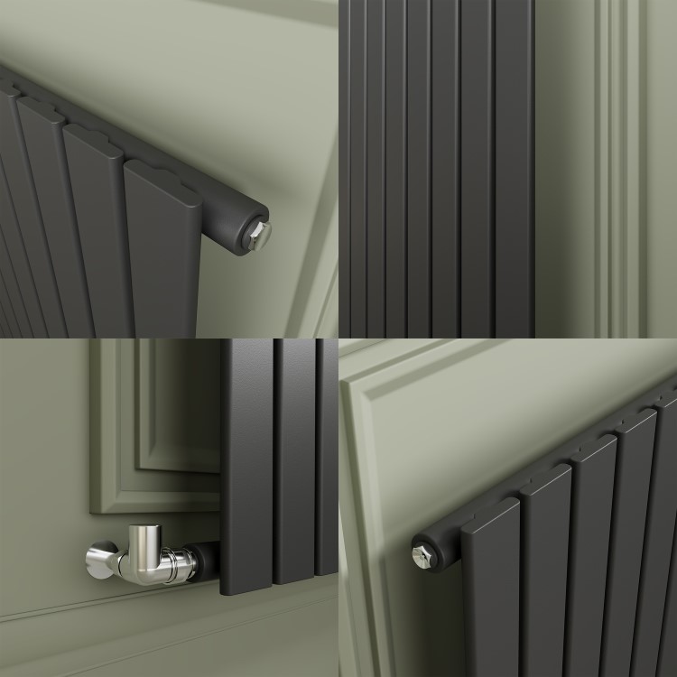 Riace Anthracite Horizontal Flat Designer Radiator 800x884mm Double Panel 3342 BTU