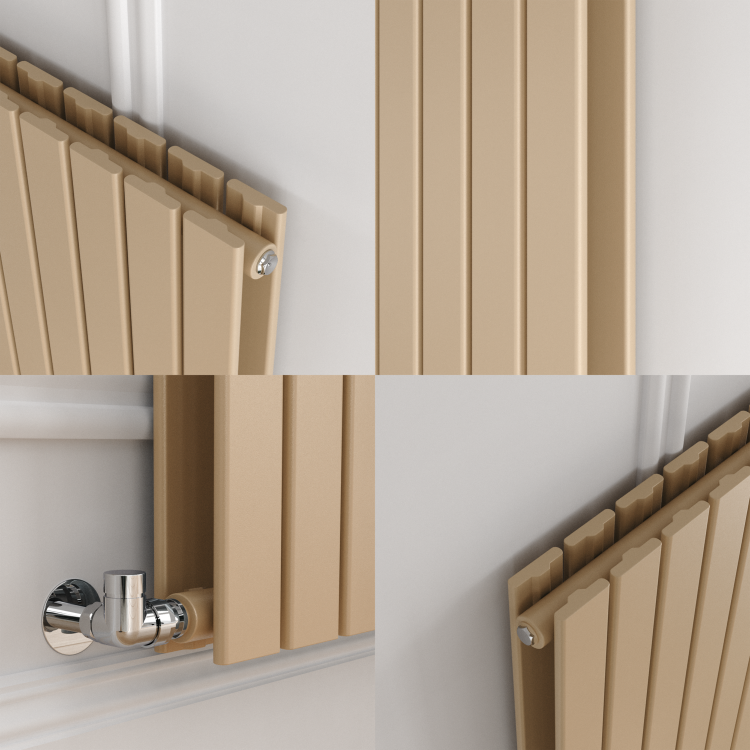 Riace Elk brown Horizontal Flat Designer Radiator 600x1156mm Double Panel 4370 BTU