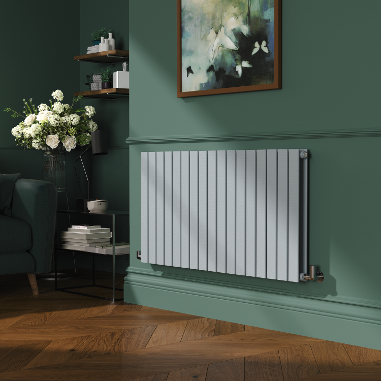 Riace Salt & Pepper Horizontal Flat Designer Radiator 600x1156mm Double Panel 4370 BTU