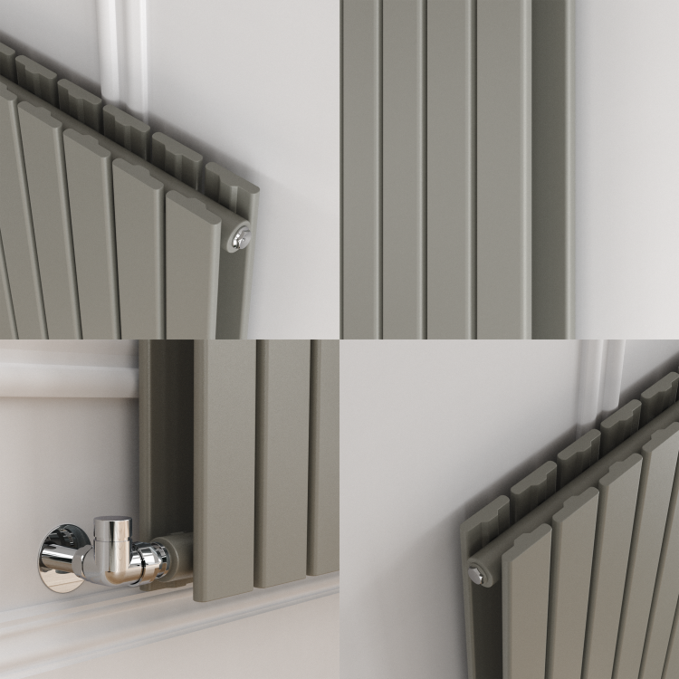 Riace Smoked Stone Horizontal Flat Designer Radiator 600x1156mm Double Panel 4370 BTU