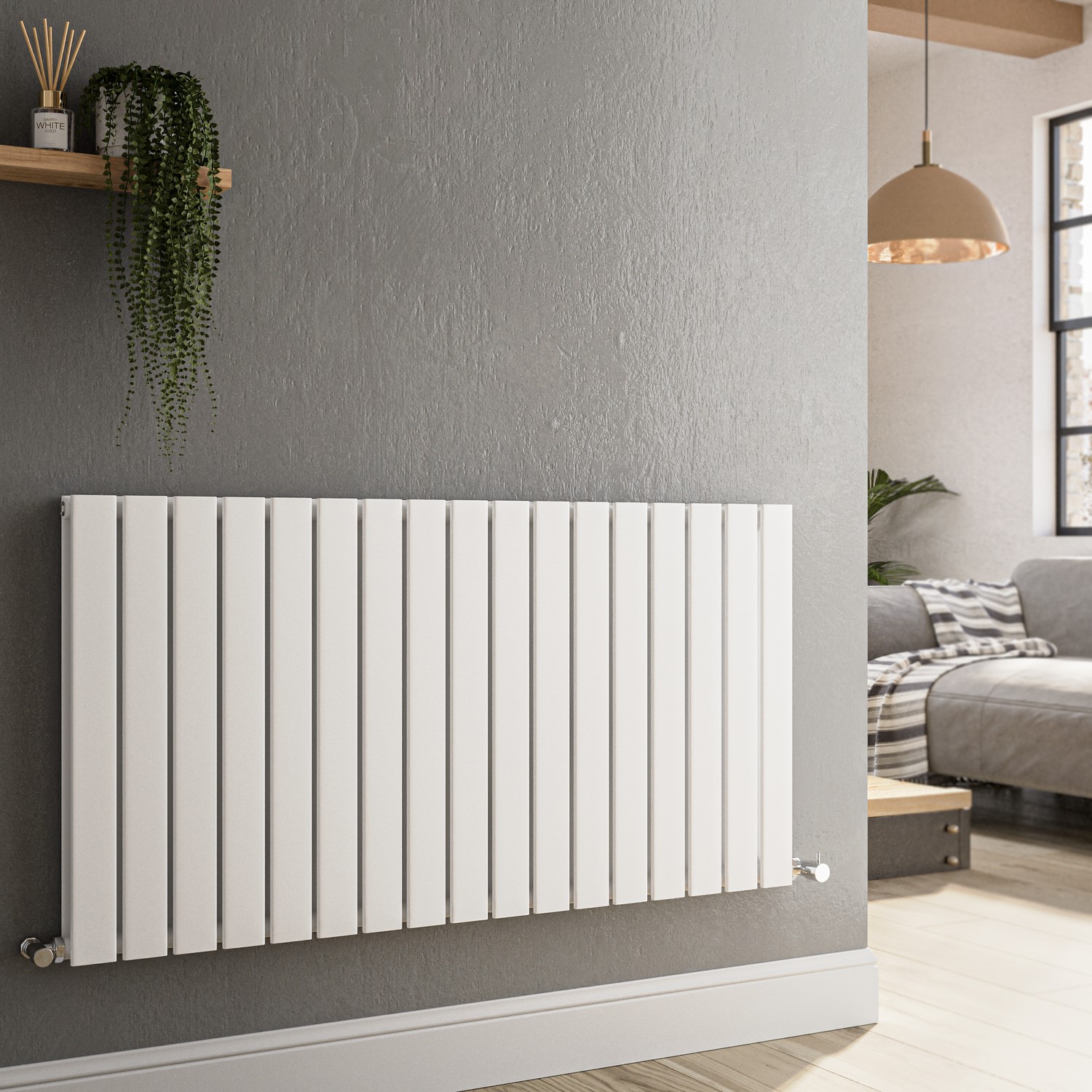 Institutional Grade Radiators GRADE A2 - Riace White Horizontal Flat Designer Radiator 600x1156mm ...