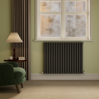 Sorrento Midnight Black Horizontal Oval Designer Radiator 800x1003mm Double Panel 5173 BTU
