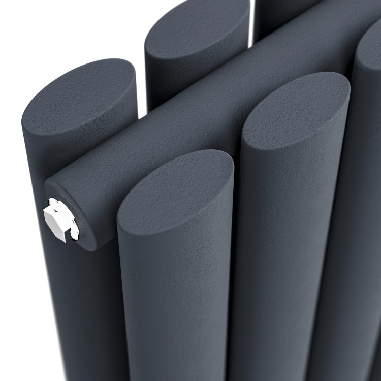 GRADE A1 - Sorrento Anthracite Horizontal Oval Designer Radiator 600x1003mm Double Panel 4079 BTU