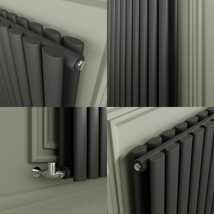 Sorrento Anthracite Horizontal Oval Designer Radiator 800x1003mm Double Panel 4079 BTU