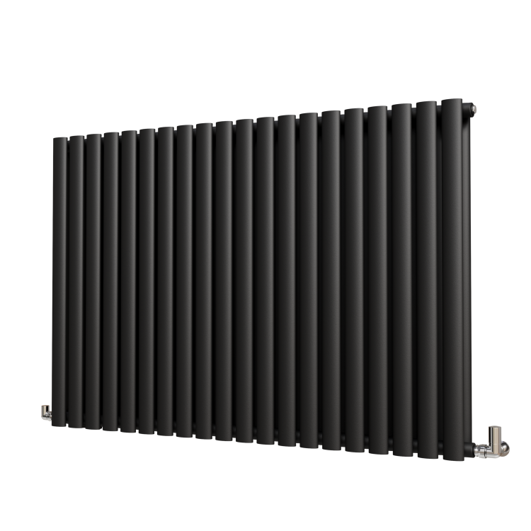 Sorrento Midnight Black Horizontal Oval Designer Radiator 800x1180mm Double Panel 4798 BTU