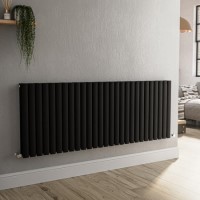 Sorrento Midnight Black Horizontal Oval Designer Radiator 600x1593mm Double Panel 6478 BTU Sorrento Midnight Black Horizontal Oval Designer Radiator 600x1593mm Double Panel 6478 BTU