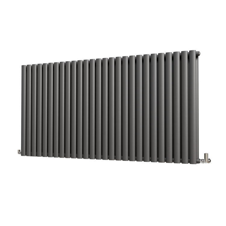 Sorrento Anthracite Horizontal Oval Designer Radiator 800x1593mm Double Panel 6478 BTU