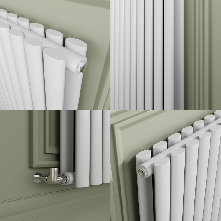 Sorrento White Horizontal Oval Designer Radiator 800x1593mm Double Panel 8218 BTU