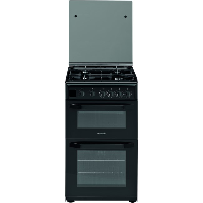 Refurbished Hotpoint HD5G00CCBK 50cm Double Cavity Gas Cooker Black